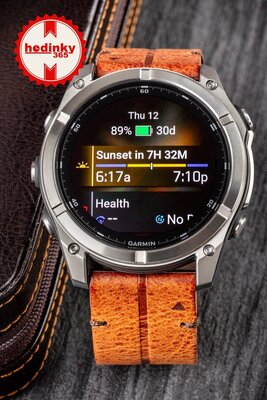 (SK) Garmin Fenix 8 AMOLED 51mm, Exclusive Titanium Graphite Brown Leather Band (Premium) (+ náhradný remienok)