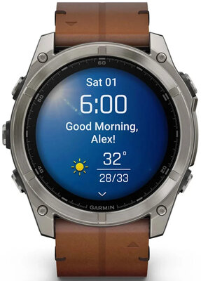 (SK) Garmin Fenix 8 AMOLED 51mm, Exclusive Titanium Graphite Brown Leather Band (Premium) (+ náhradný remienok)