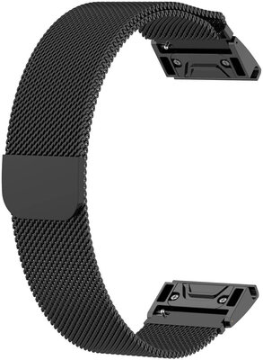 Oceľový náramok Ricardo 20mm (pro Garmin Fenix 8/7S/6S (43mm), aj.), čierny V2, QuickFit