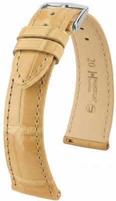 Kožený remienok Hirsch London L 04307090-2, béžový, z kože aligátora, dĺžka L, rýchloupínací