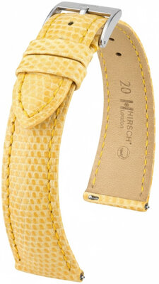 Kožený remienok Hirsch London L 04266073-2, žltý, jašteričia koža, dĺžka L, Quick Release