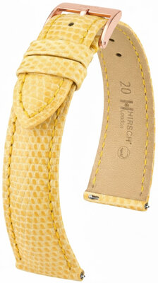 Kožený remienok Hirsch London L 04266073-7, žltý, jašteričia koža, dĺžka L, Quick Release