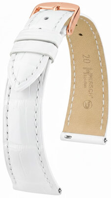 Kožený remienok Hirsch London L 04307000-7, biely, z kože aligátora, dĺžka L, Quick Release