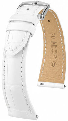 Kožený remienok Hirsch London L 04307009-2, biely, z kože aligátora, dĺžka L, Quick Release