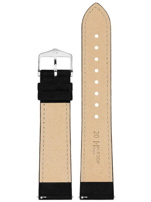 Kožený remienok Hirsch Osiris Nubuk 03433150-2, čierny, teľacia koža, dĺžka M, Quick Release