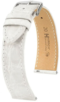 Kožený remienok Hirsch Genuine Croco 01808100-2, biely, krokodília koža, Quick Release