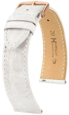 Kožený remienok Hirsch Genuine Croco 01808100-7, biely, krokodília koža, Quick Release