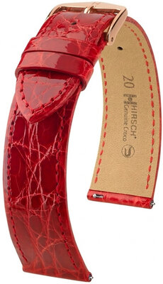 Kožený remienok Hirsch Genuine Croco 01808120-7, červený, krokodília koža, Quick Release