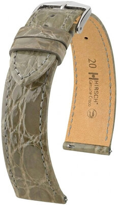 Kožený remienok Hirsch Genuine Croco L 01808030-2, šedý, krokodílová koža, dĺžka L, Quick Release