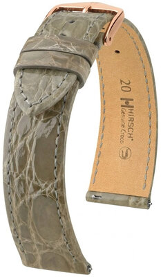 Kožený remienok Hirsch Genuine Croco L 01808030-7, šedý, krokodílová koža, dĺžka L, Quick Release
