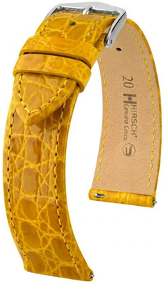 Kožený remienok Hirsch Genuine Croco L 01808072-2, žltý, krokodília koža, dĺžka L, Quick Release