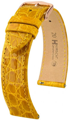 Kožený remienok Hirsch Genuine Croco L 01808072-7, žltý, krokodília koža, dĺžka L, Quick Release
