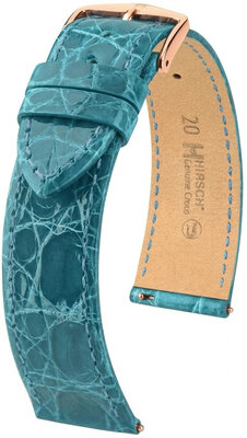 Kožený remienok Hirsch Genuine Croco L 01808083-7, modrý, krokodília koža, dĺžka L, Quick Release