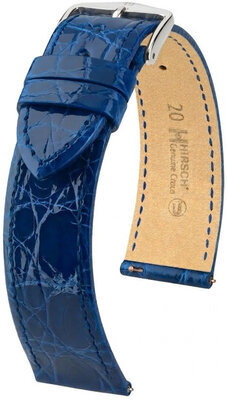Kožený remienok Hirsch Genuine Croco L 01808085-2, modrý, krokodília koža, dĺžka L, Quick Release