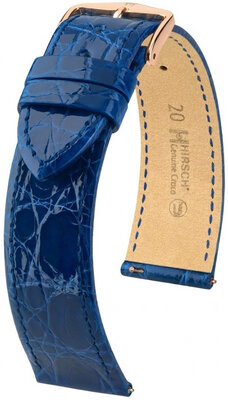 Kožený remienok Hirsch Genuine Croco L 01808085-7, modrý, krokodília koža, dĺžka L, Quick Release