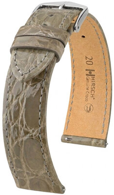 Kožený remienok Hirsch Genuine Croco 01808130-2, šedý, krokodília koža, Quick Release