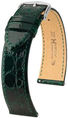 Kožený remienok Hirsch Genuine Croco 01808140-2, zelený, krokodília koža, Quick Release