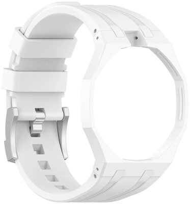 Silikónový remienok Ricardo Pinzolo (pre Swatch Royal Pop), White, s puzdrom, korunka na 12h