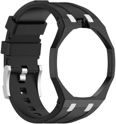 Silikónový remienok Ricardo Pinzolo (pre Swatch Royal Pop), Black, s puzdrom, korunka na 12h
