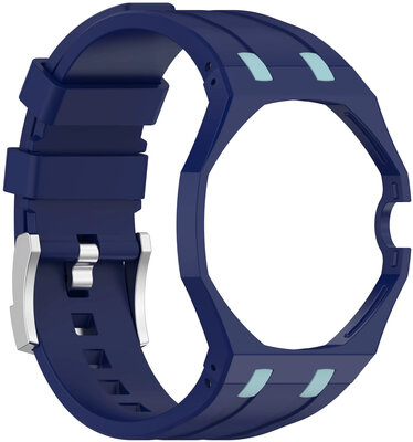 Silikónový remienok Ricardo Pinzolo (pre Swatch Royal Pop), Blue, s puzdrom, korunka na 3h