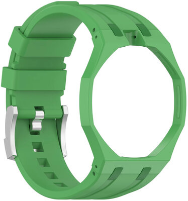 Silikónový remienok Ricardo Pinzolo (pre Swatch Royal Pop), Green, s puzdrom, korunka na 12h