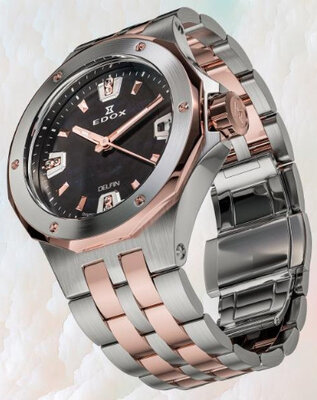 Edox Delfin Date Lady Quartz 53100-357RM-NANRND