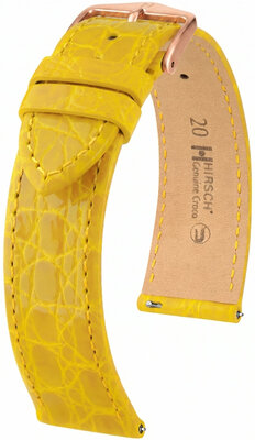 Kožený remienok Hirsch Genuine Croco 01808172-7, žltý, krokodília koža, Quick Release