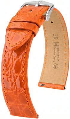 Kožený remienok Hirsch Genuine Croco 01808176-2, oranžový, krokodília koža, Quick Release