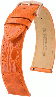 Kožený remienok Hirsch Genuine Croco 01808176-7, oranžový, krokodília koža, Quick Release