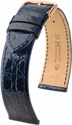 Kožený remienok Hirsch Genuine Croco 01808180-7, modrý, krokodília koža, Quick Release