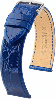 Kožený remienok Hirsch Genuine Croco 01808185-2, modrý, krokodília koža, Quick Release