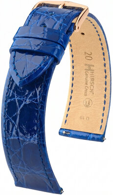 Kožený remienok Hirsch Genuine Croco 01808185-7, modrý, krokodília koža, Quick Release