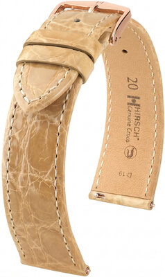 Kožený remienok Hirsch Genuine Croco 01808190-7, béžový, krokodília koža, Quick Release