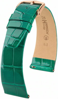 Kožený remienok Hirsch Prestige 02207140-7, zelený, aligátoria koža, Quick Release