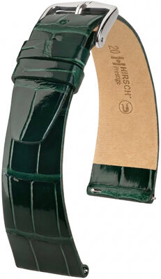 Kožený remienok Hirsch Prestige 02207141-2, zelený, aligátoria koža, Quick Release