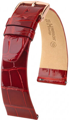 Kožený remienok Hirsch Prestige L 02207020-7, červený, aligátorová koža, dĺžka L, Quick Release
