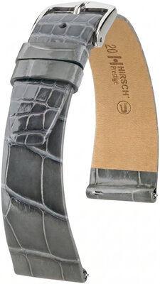 Kožený remienok Hirsch Prestige L 02207030-2, šedý, aligátorová koža, dĺžka L, Quick Release