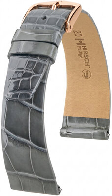Kožený remienok Hirsch Prestige L 02207030-7, šedý, aligátorová koža, dĺžka L, Quick Release