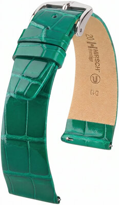 Kožený remienok Hirsch Prestige L 02207040-2, zelený, aligátorová koža, dĺžka L, Quick Release