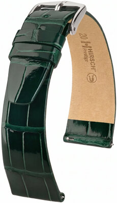 Kožený remienok Hirsch Prestige L 02207041-2, zelený, aligátorová koža, dĺžka L, Quick Release