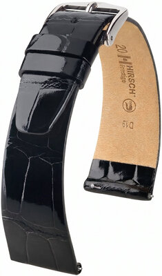 Kožený remienok Hirsch Prestige L 02207050-2, čierny, aligátorová koža, dĺžka L, Quick Release