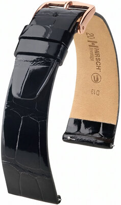 Kožený remienok Hirsch Prestige L 02207050-7, čierny, aligátorová koža, dĺžka L, Quick Release