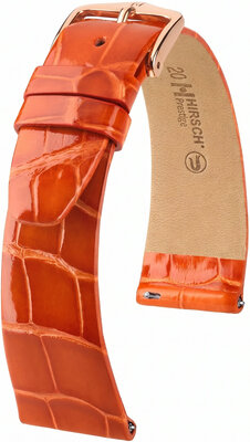 Kožený remienok Hirsch Prestige L 02207077-7, oranžový, aligátorová koža, dĺžka L, Quick Release