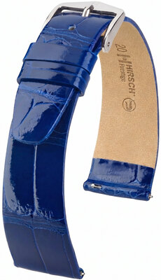 Kožený remienok Hirsch Prestige L 02207082-2, modrý, aligátorová koža, dĺžka L, Quick Release