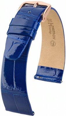 Kožený remienok Hirsch Prestige L 02207082-7, modrý, aligátorová koža, dĺžka L, Quick Release