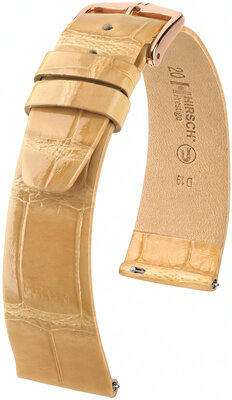 Kožený remienok Hirsch Prestige L 02207090-7, béžový, aligátoria koža, dĺžka L, Quick Release