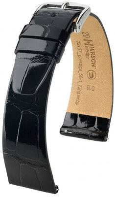 Kožený remienok Hirsch Prestige 02207150-2, čierny, aligátoria koža, Quick Release