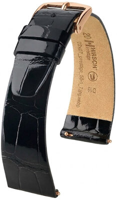 Kožený remienok Hirsch Prestige 02207150-7, čierny, aligátoria koža, Quick Release