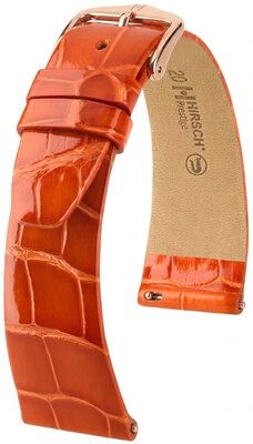 Kožený remienok Hirsch Prestige 02207177-7, oranžový, aligátoria koža, Quick Release