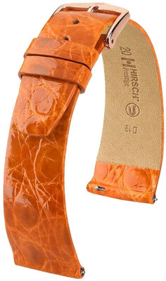 Kožený remienok Hirsch Prestige 02208176-7, oranžový, krokodília koža, Quick Release